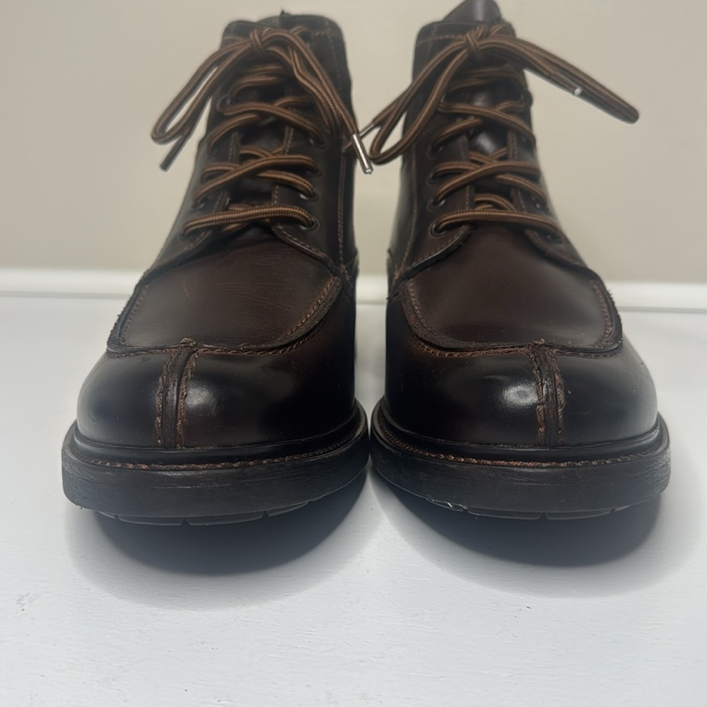 Johnston & Murphy Brown Leather Lace/Speed Hook Suede Ankle Lug Sole Boots 12M - Picture 2 of 10